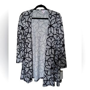 Lularoe black and white open cardigan with front pockets